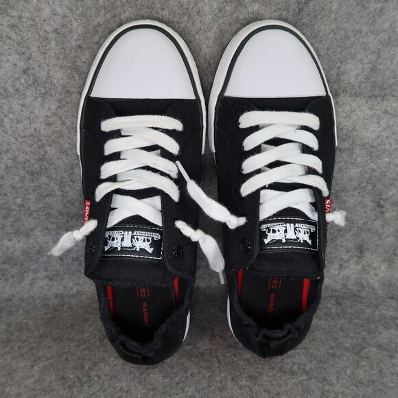 Levis Shoes Womens 8.5 Sneakers Slip On Casual Canvas Comfort Tech Black Flats - Picture 7 of 14